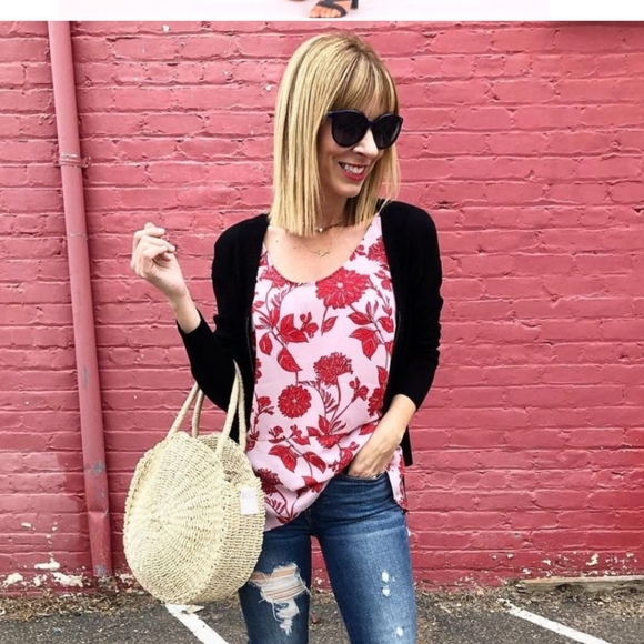 Cabi | Pink and Red Peplum Blouse size Medium - Picture 6 of 6